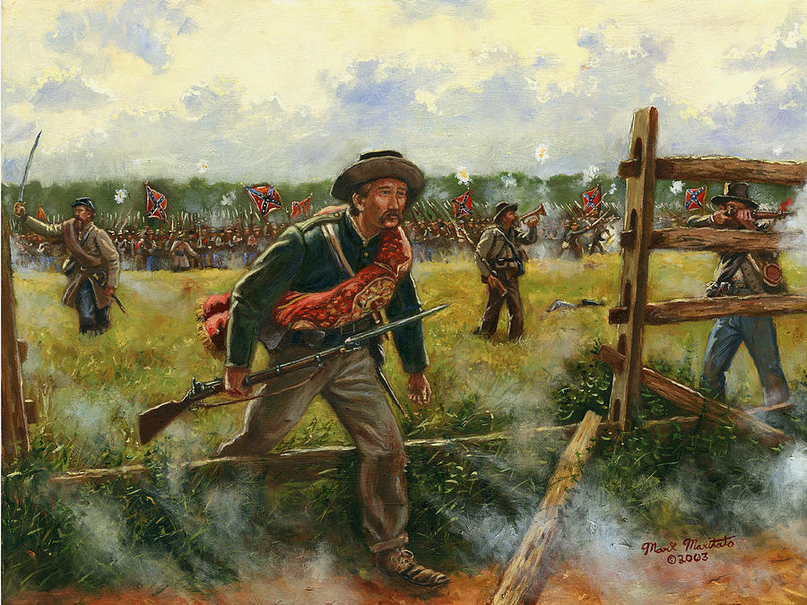 900x675 Confederate Skirmish Line - Picketts Charge Painting