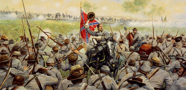 639x311 Confederate View Of The Charge Of American Civil - Picketts Charge Painting