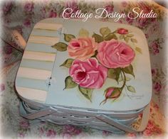 236x196 Painted On Old Picnic Basket Decorative Painting - Picnic Basket Painting