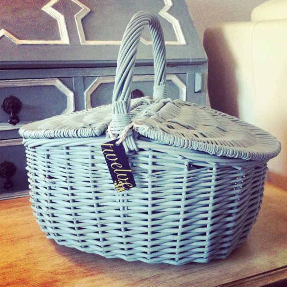 570x570 The Wicker Picnic Basket In Duck Egg Blue - Picnic Basket Painting