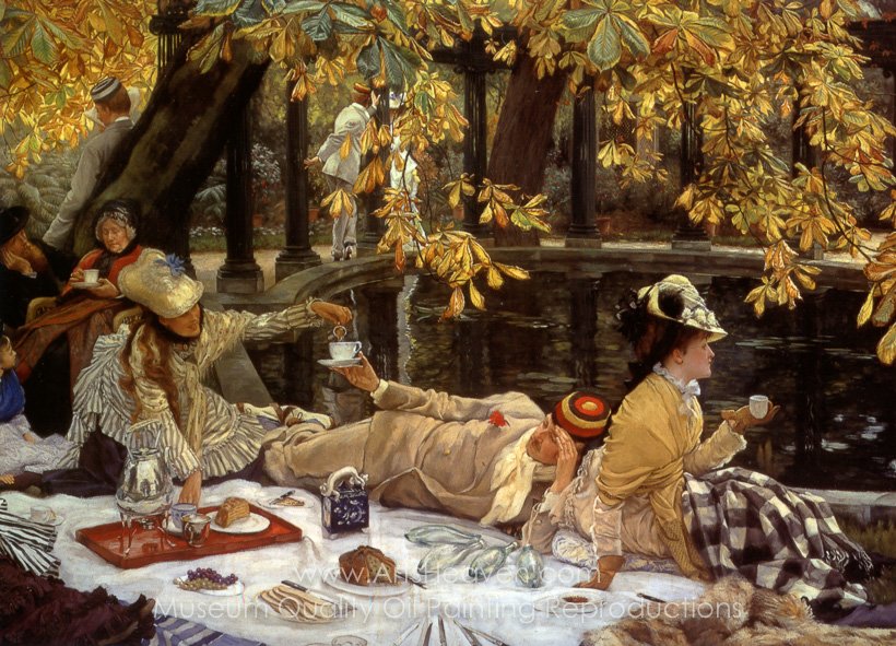 820x591 Reproduction Painting James Tissot Holiday (The Picnic), Hand - Picnic Painting