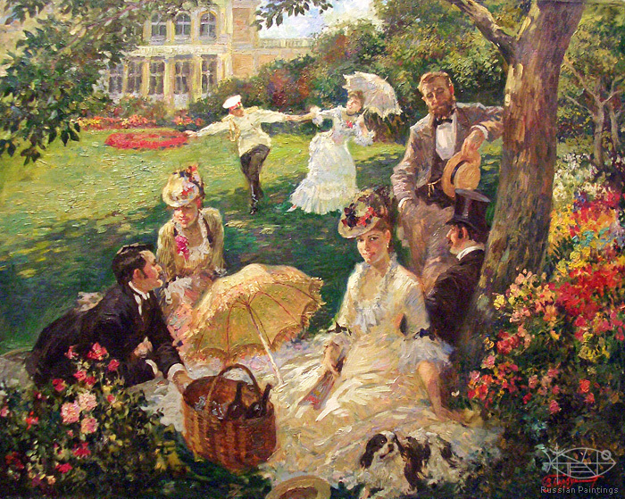 Picnic Painting at PaintingValley.com | Explore collection of Picnic ...