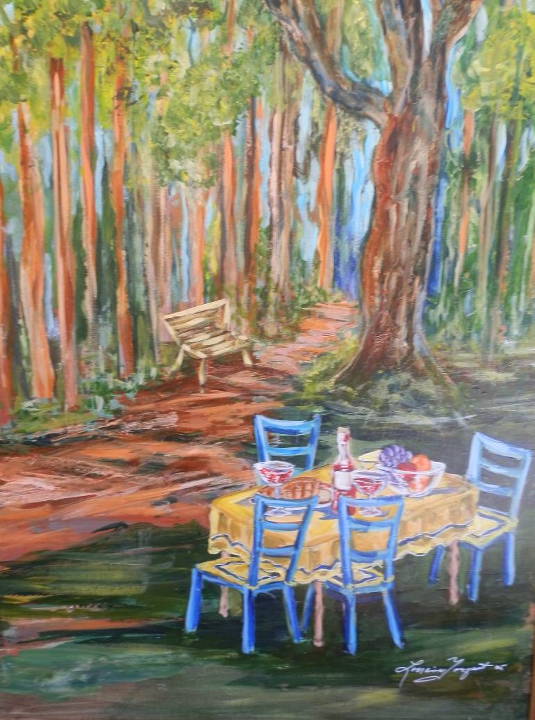 770x1035 Saatchi Art Picnic In The Woods Painting By Lorraine Fouquet - Picnic Painting