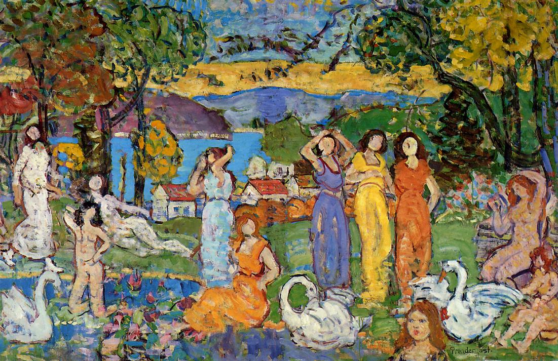 1101x713 The Picnic Painting Maurice Prendergast Oil Paintings - Picnic Painting