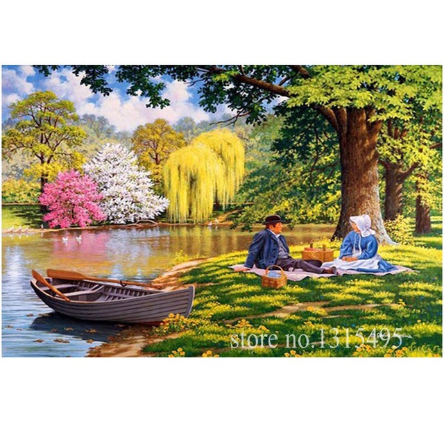 640x640 Diy Kit Beaded Embroidery Painting Set Mosaic Picnic Pictures 3d - Picnic Painting