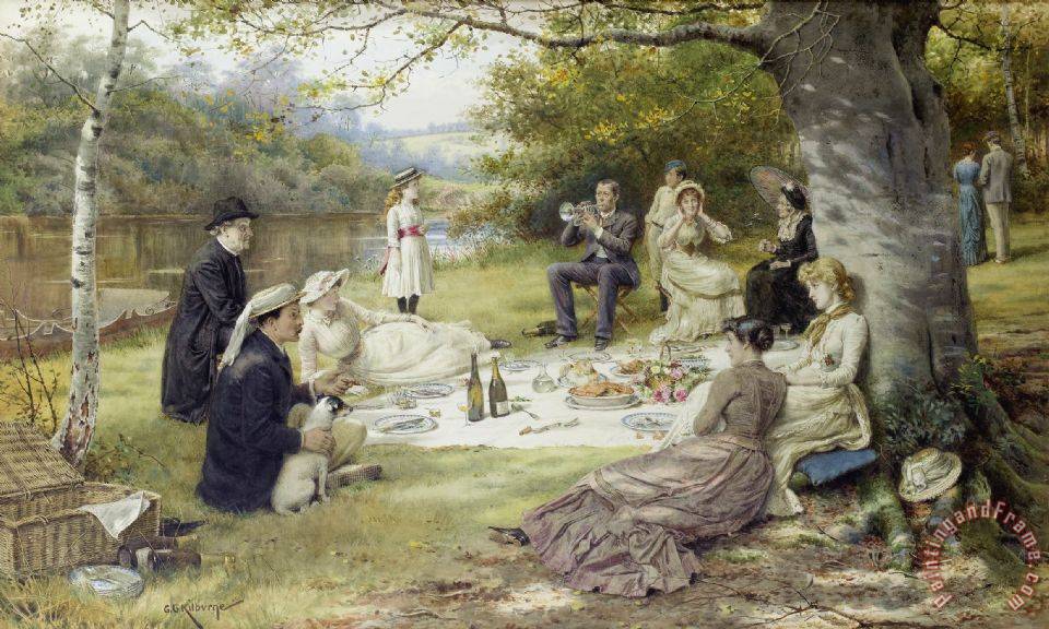 960x576 George Goodwin Kilburne The Picnic Painting - Picnic Painting