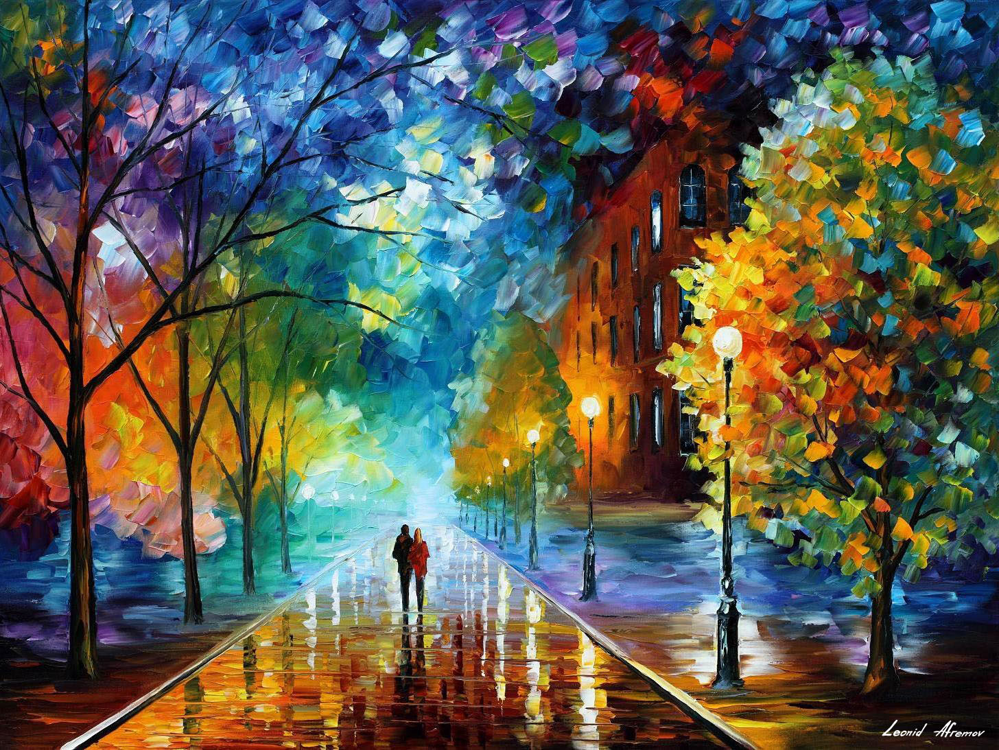 1456x1093 Freshness Of Cold Palette Knife Oil Painting On Canvas By Leonid - Picture To Oil Painting