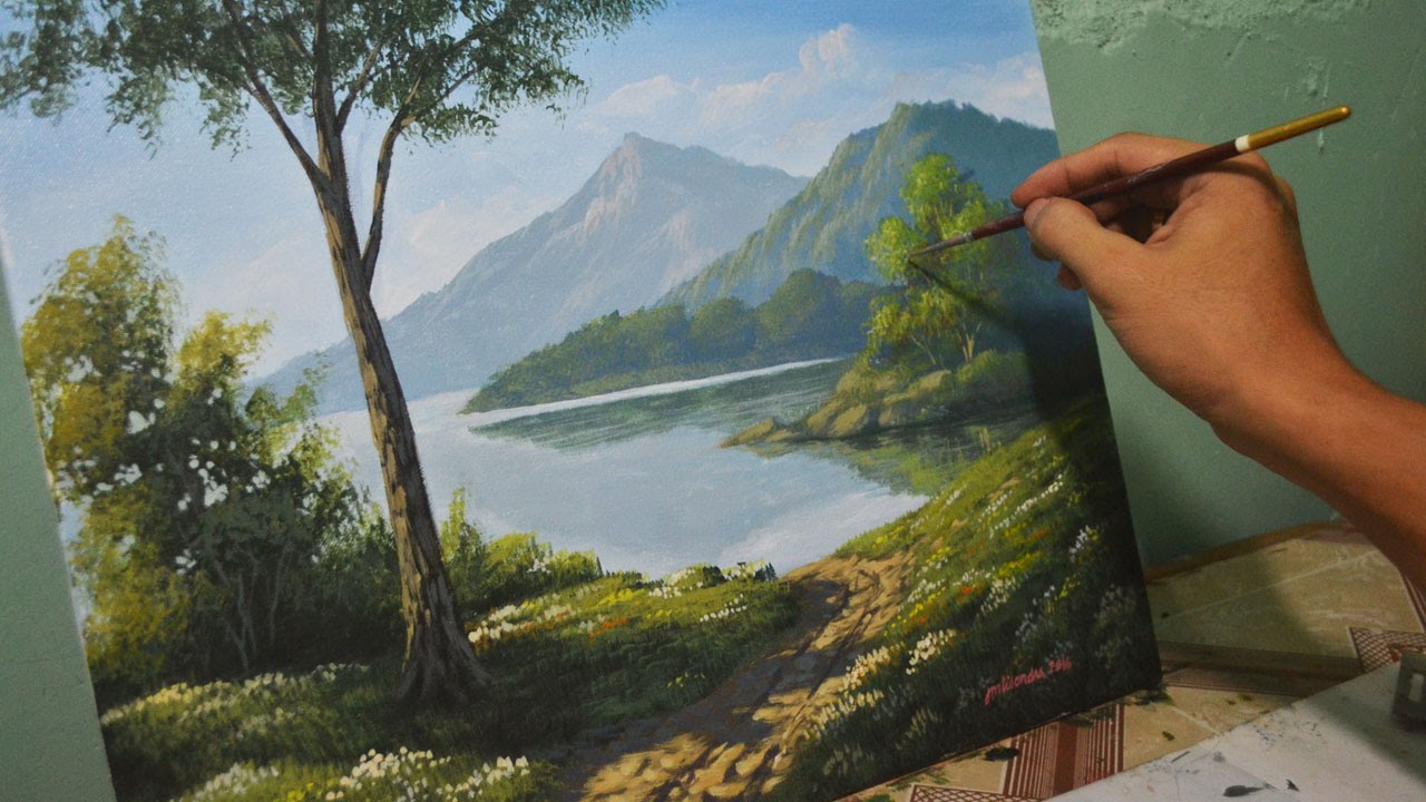 1280x720 Acrylic Landscape Painting Lesson - Pictures Of Painting