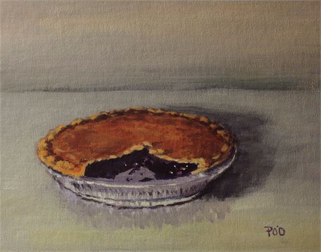459x360 Blueberry Pie Painting, Food Art, Still Life, Acrylic Painting - Pie Painting