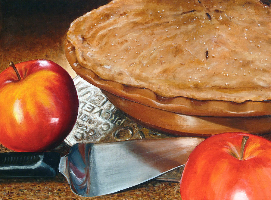 900x664 Fresh Apple Pie Painting By Angela Johnson - Pie Painting