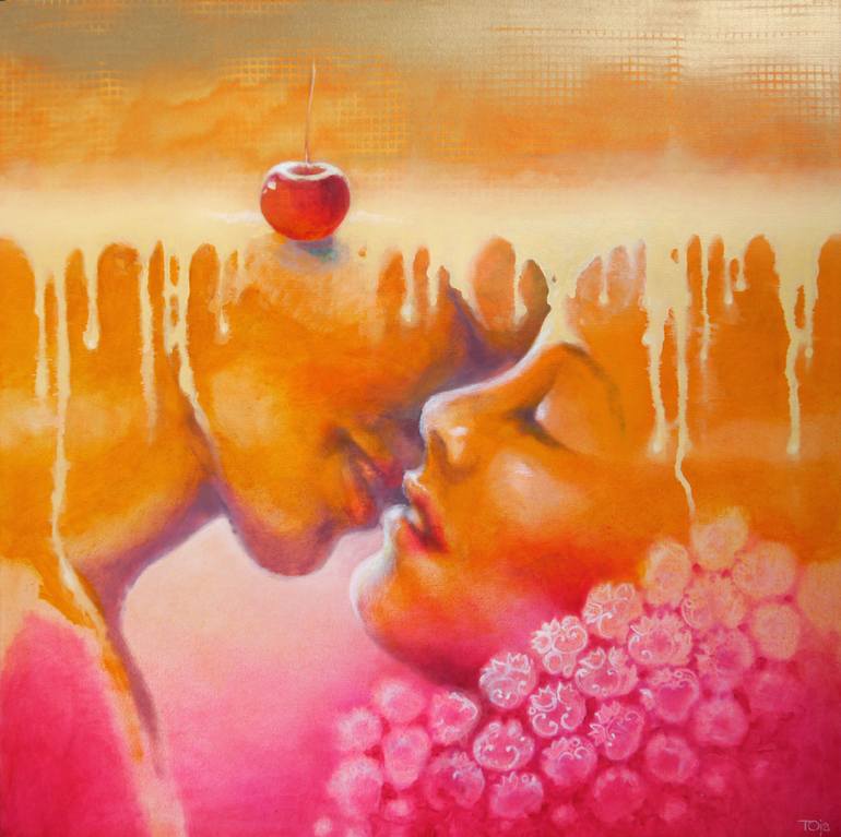 770x767 Saatchi Art Cherry On The Pie Painting By Joanna Tokarczyk - Pie Painting