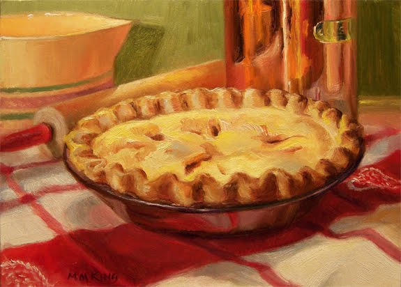 575x412 Small Oil Paintings Apple Pie And New Puppy - Pie Painting
