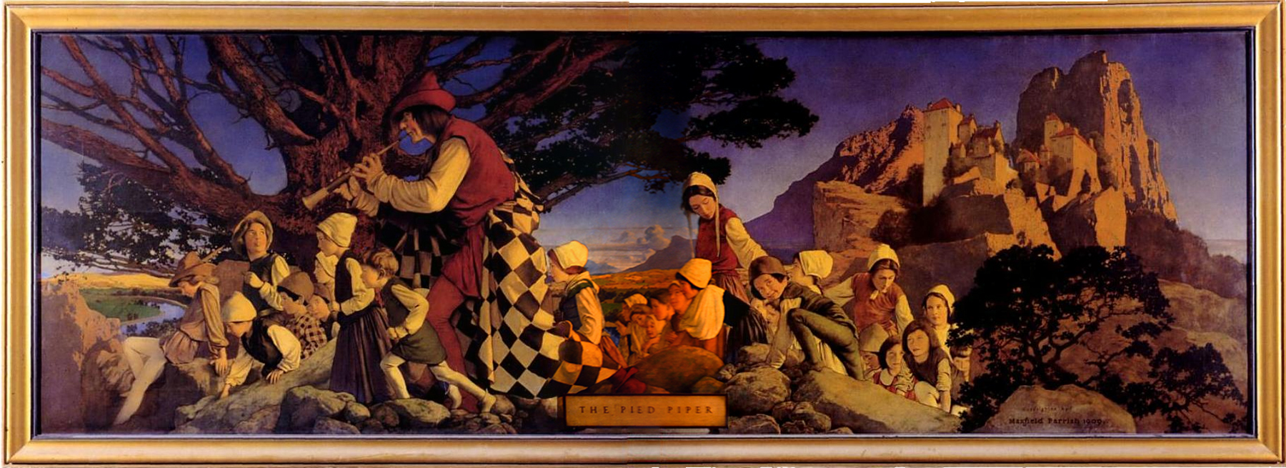 1800x655 Maxfield Parrish's Pied Writhing In Apathy - Pied Piper Painting