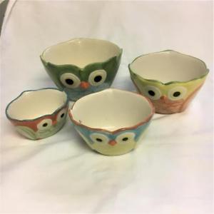 300x300 Pier One 4 Stoneware Owl Nesting Measuring Cups Colorful Hand - Pier One Owl Painting