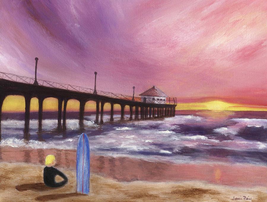 900x680 Manhattan Beach Pier Painting By Jamie Frier - Pier Painting
