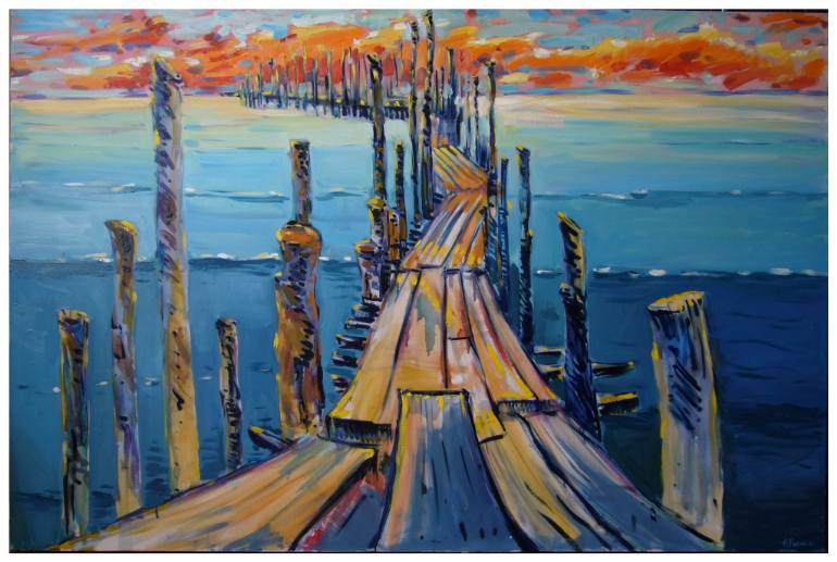 770x517 Saatchi Art Old Pier, Oil Painting Big Dimensions 150x100cm - Pier Painting
