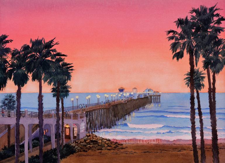 770x558 Saatchi Art Sunset - Pier Painting