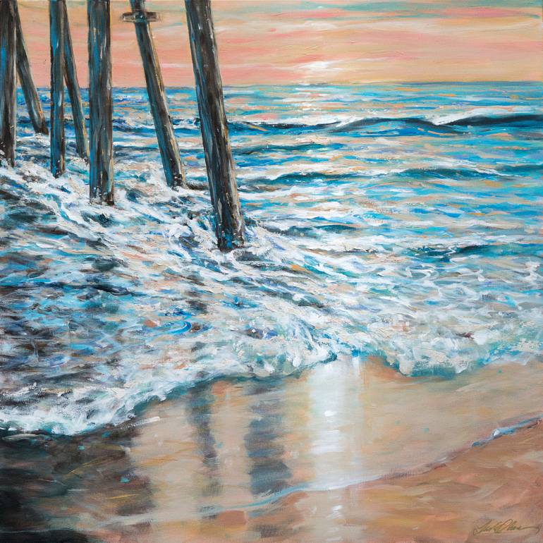 770x770 Saatchi Art Under Pier Painting By Linda Olsen - Pier Painting