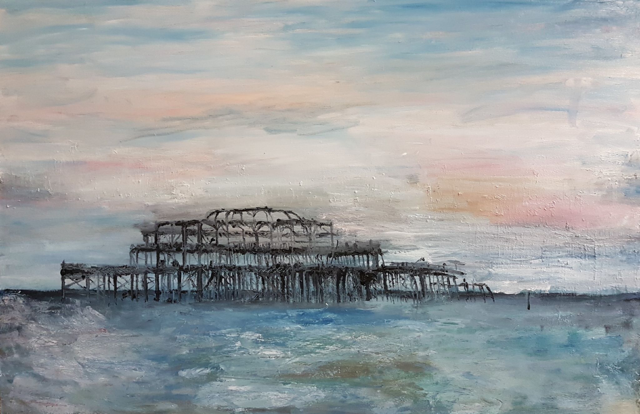 2048x1326 Gallant Pier Oil On Canvas 48in X 36in - Pier Painting