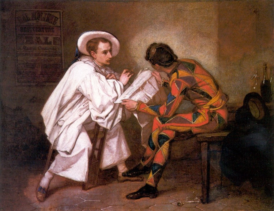 947x729 Pierrot The Politician Painting Thomas Couture Oil Paintings - Pierrot Painting