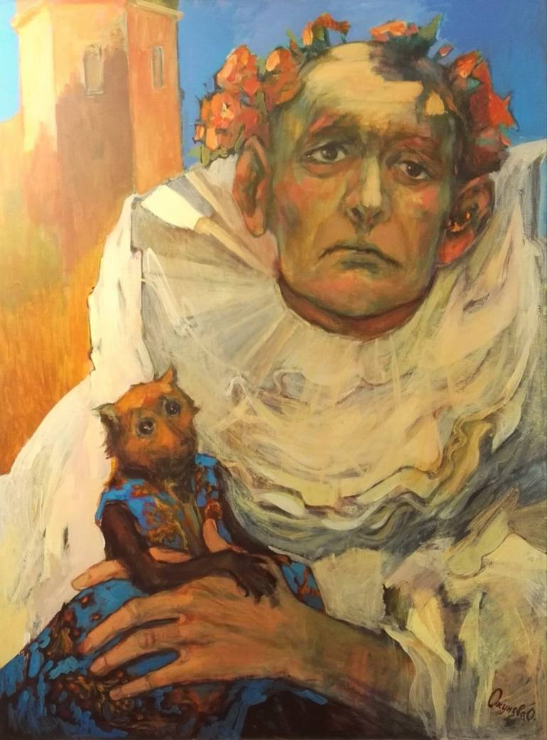 770x1041 Saatchi Art White Pierrot Painting By Gallery Vskladchinu - Pierrot Painting