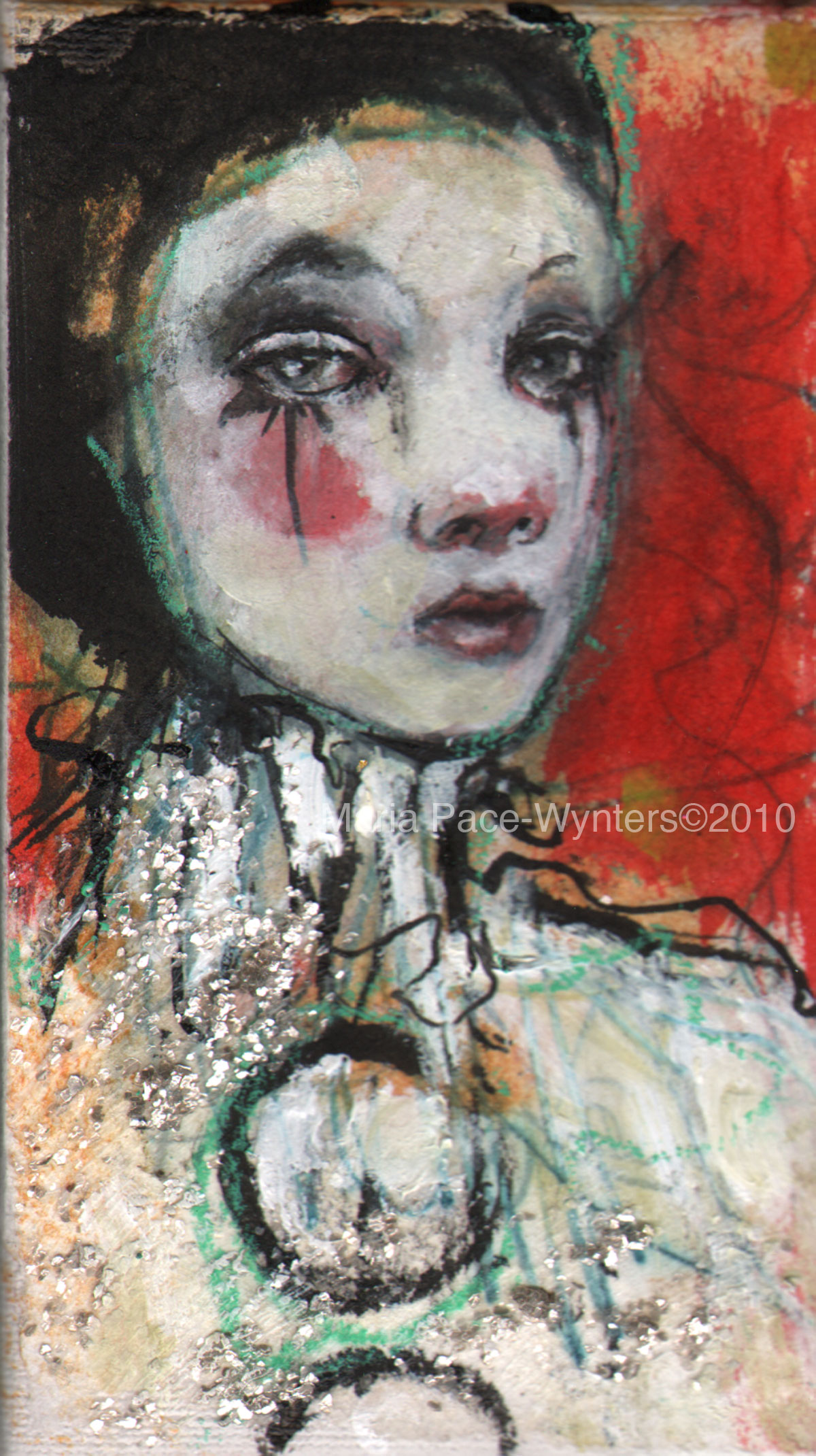 1200x2141 Sad Pierrot Maria Pace Wynters - Pierrot Painting