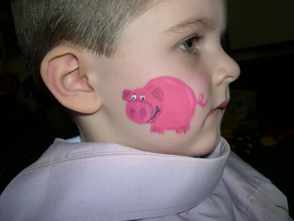 1024x768 Face Painted Pig Face Paint For Nursery Carole Laura - Pig Face Painting
