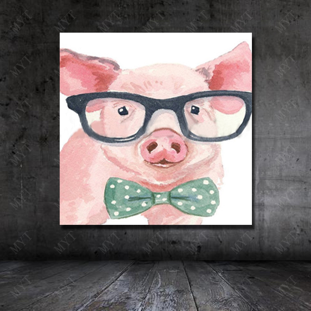 1000x1000 High Quality Wall Art Home Decor Pictures Modern Glasses Pig Oil - Pig Oil Painting