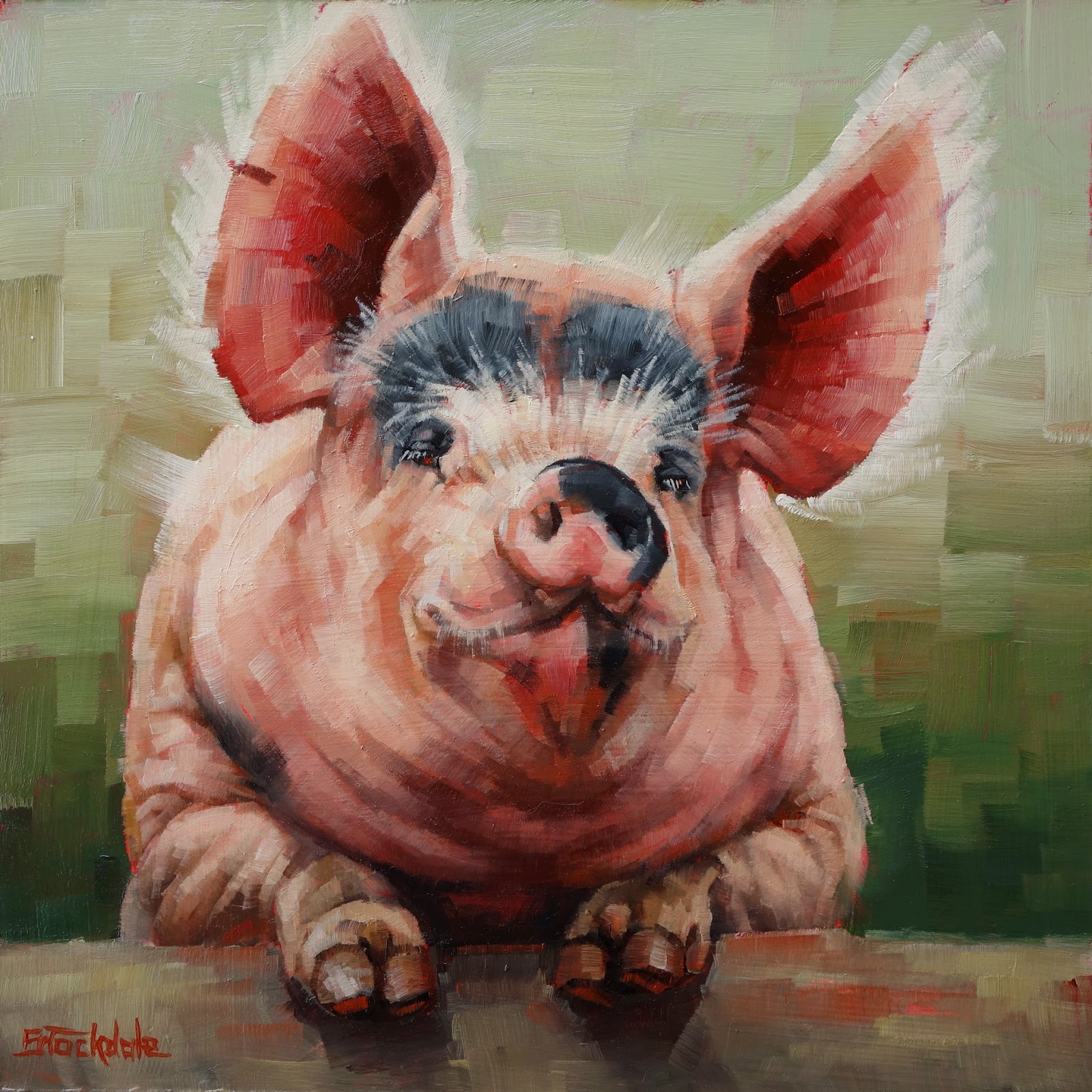 1600x1599 Margaret Stockdale - Pig Oil Painting