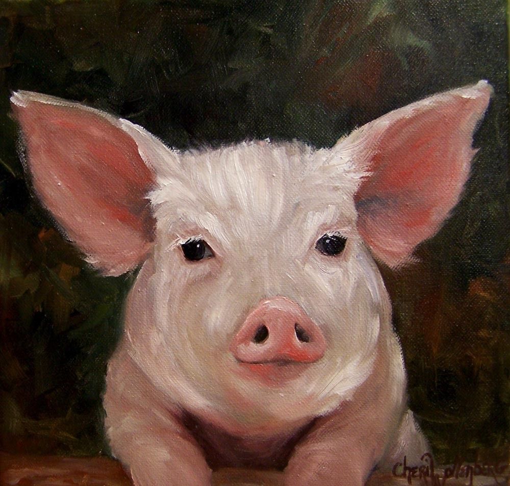 1000x953 A Pig Called Punkin - Pig Oil Painting