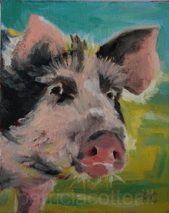 570x718 Pig Oil Painting By Pcotterill On Etsy Green Acres - Pig Oil Painting