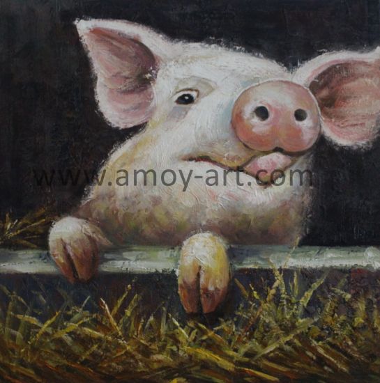 545x550 China Handmade Palette Knife Pig Oil Paintings On Canvas For Home - Pig Oil Painting