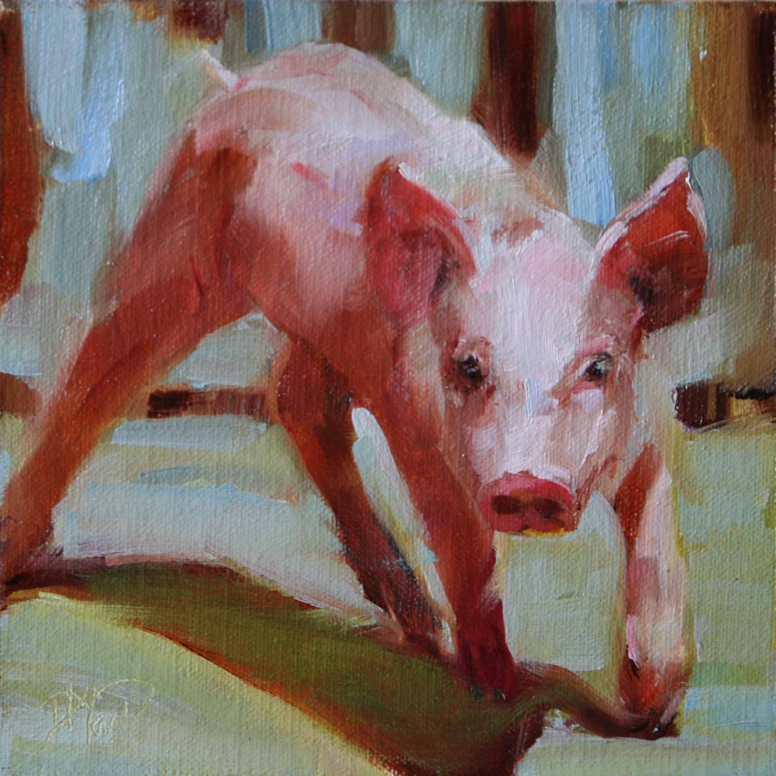 1600x1600 Daily Painting Donna Macdonald Pig And Cow Painting - Pig Oil Painting