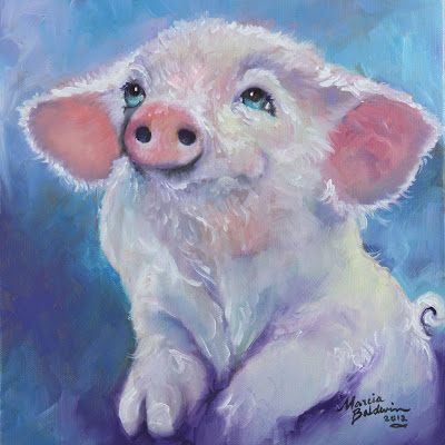 400x400 Daily Paintings ~ Fine Art Originals By Marcia Baldwin Pink Pig - Pig Oil Painting