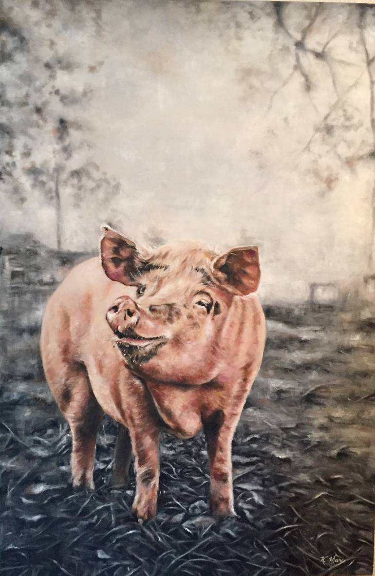770x1183 Saatchi Art What A Pig! Painting By Kristen Marco - Pig Painting A Picture