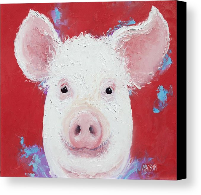 678x658 Happy Pig Painting Canvas Print Canvas Art By Jan Matson - Pig Painting On Canvas
