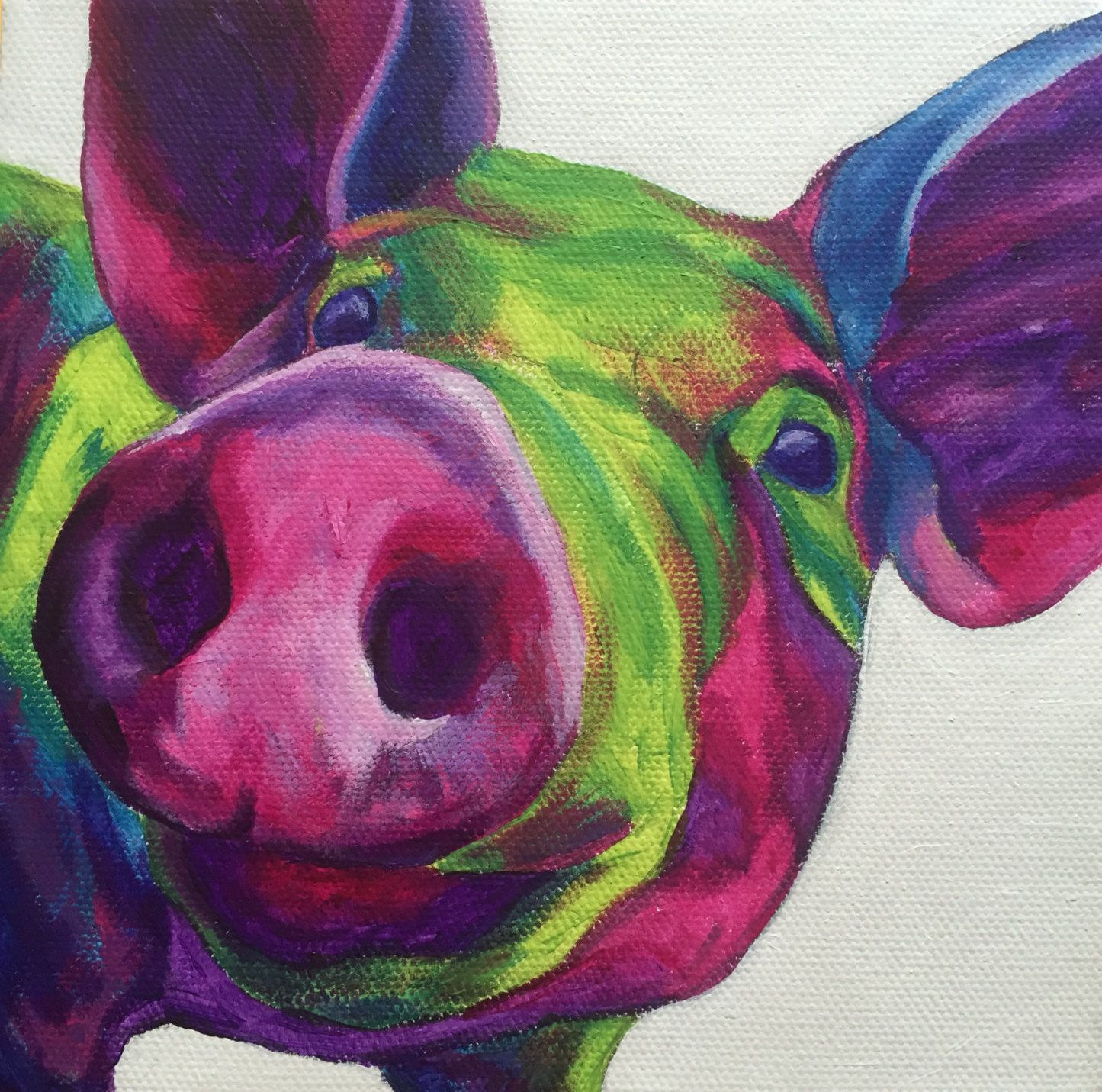 1445x1431 Pig Wall Art Painted Pig Canvas Pig Canvas Children Wall Art - Pig Painting On Canvas