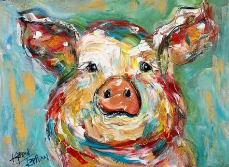 474x345 Pig Print On Canvas Made From Image Of Past Painting By Karen - Pig Painting On Canvas