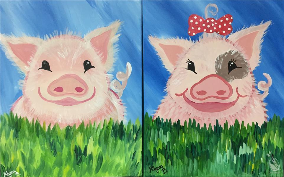 962x600 Family Day Little Piggy Time Set Painting - Piggy Painting