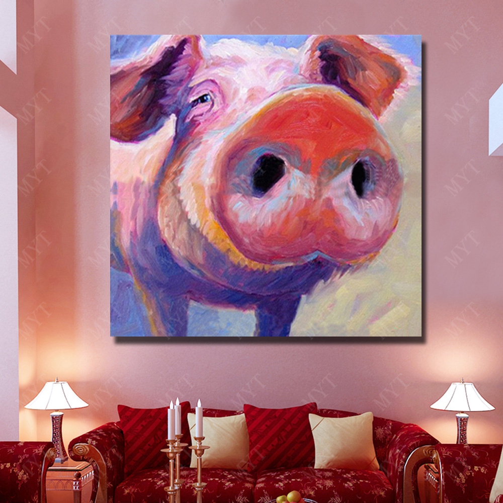 1000x1000 Happy Piggy Big Nose Waild Animal Pet Oil Paitnings Hot Sale New - Piggy Painting
