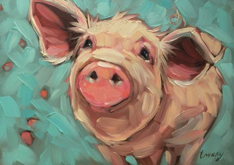 474x334 Pig Painting, Original Impressionistic Oil Painting Of A Sweet - Piggy Painting
