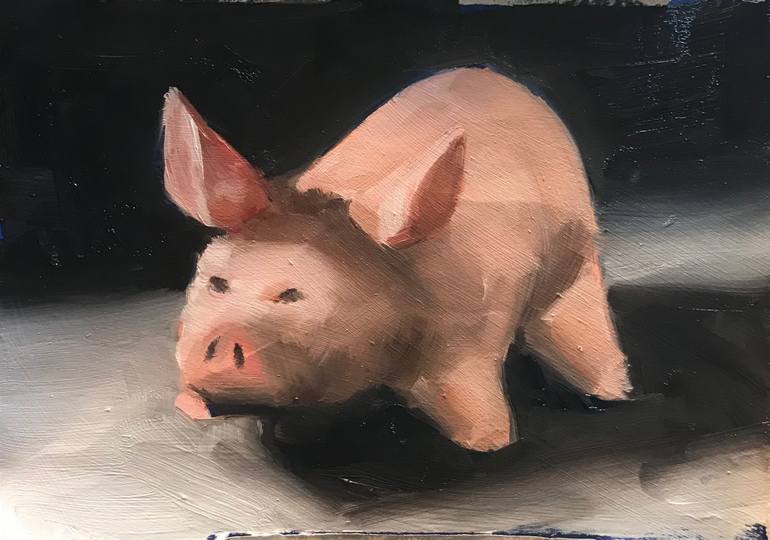 770x540 Saatchi Art Piggy Painting By Heather Olsen - Piggy Painting