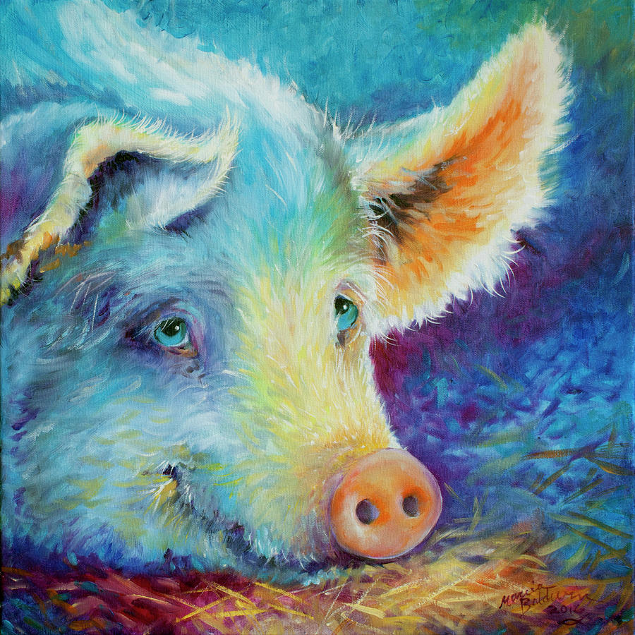 900x900 Baby Blues Piggy Painting By Marcia Baldwin - Piggy Painting