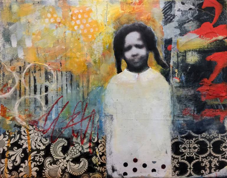 770x605 Saatchi Art Pigtails Painting By Karen Powell - Pigtails In Painting