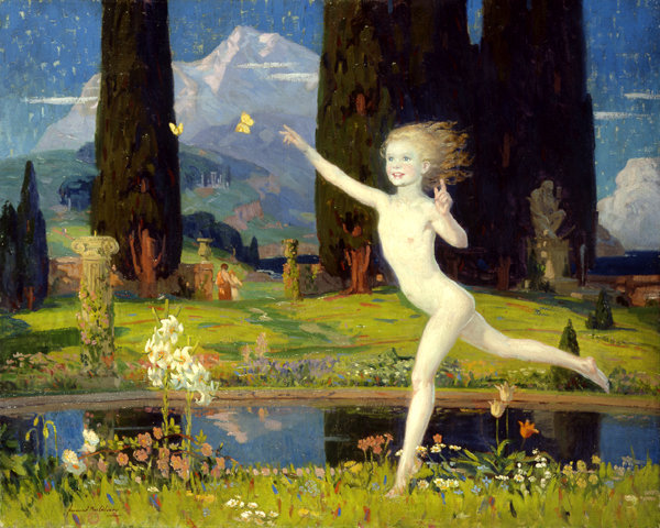 600x480 A Girl Is Innocence Playing In The Mud, Beauty Standing On Its - Pigtails In Painting