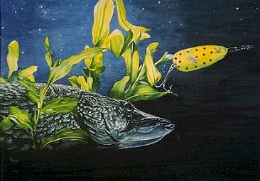 366x255 Northern Pike - Pike Painting