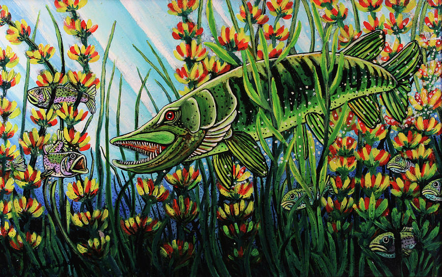900x564 Northern Pike Painting By Bob Crawford - Pike Painting
