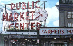 300x191 Pike Place Market Paintings Fine Art America - Pike Place Market Painting