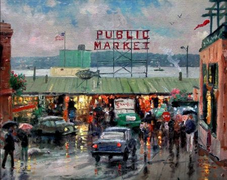 450x357 Just A Day - Pike Place Market Painting