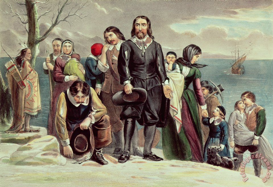 960x657 Currier And Ives The Landing Of The Pilgrims - Pilgrim Painting